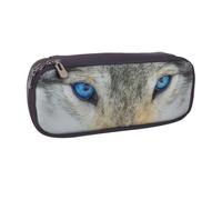DCEHGEW Trousse à crayons en cuir synthétique avec fermeture éclair sur le dessus pour l'école, le bureau, les voyages, cadeau personnalisé, Blue Eyes Wolf, One Size, Cartable