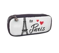 DCEHGEW Trousse à crayons en cuir synthétique avec fermeture éclair sur le dessus pour l'école, le bureau, les voyages, cadeau personnalisé, Emmenez-moi à Paris, One Size, Cartable