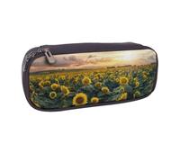 DCEHGEW Trousse à crayons en cuir synthétique avec imprimé lion africain avec fermeture éclair pour l'école, le bureau, les voyages, cadeau personnalisé, Terres agricoles de tournesols, One Size