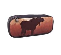 DCEHGEW Trousse à crayons en cuir synthétique avec imprimé lion africain avec fermeture éclair pour l'école, le bureau, les voyages, cadeau personnalisé, Élan animal sauvage, One Size, Cartable
