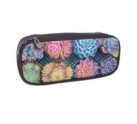 DCEHGEW Trousse à crayons en cuir synthétique avec imprimé lion africain avec fermeture éclair pour l'école, le bureau, les voyages, cadeau personnalisé, Succulentes sucrées, One Size, Cartable