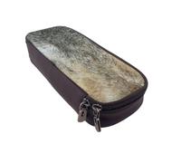 DCEHGEW Trousse à crayons en cuir synthétique marron avec fermeture éclair pour l'école, le bureau, les voyages, la papeterie, cadeau pour femmes, hommes, enfants, Blue Eyes Wolf, One Size, Cartable