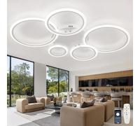 Dceinz 39in Plafonnier LED Dimmable 3000K-6000K Fonction Mémoire Eclairage De Plafond Rond Télécommande Intelligente Suspension Luminaire Chambre Grande Luminaires Moderne Pour Salon-White