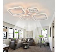 Dceinz Plafonnier Ventilateur ContrôLable Via L'Application Intensité Variable Avec Fonction MéMoire Ventilateur Plafond Avec Lumiere 6 Vitesses RéVersible,Blanc01