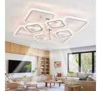 Dceinz Plafonnier Ventilateur ContrôLable Via L'Application Intensité Variable Avec Fonction MéMoire Ventilateur Plafond Avec Lumiere 6 Vitesses RéVersible,Blanc02