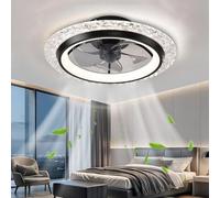 Dceinz Rond Plafonnier Ventilateur Minuterie De Fonction MéMoire Avec TéLéCommande Et ContrôLe App Gradation Continue Ventilateur Plafond Avec Lumiere Silencieux RéVersible à 6 Vitesses,Noir