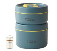 Dcfbkl Boîte à déjeuner isotherme anti-fuite en acier inoxydable robuste pour adultes - Ensemble de récipients isothermes et empilables - Compartiments alimentaires segmentés