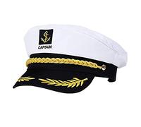 Dcfbkl Chapeau de marin pour homme - Bleu marine - Réglable - Pour adulte et enfant - Chapeau blanc