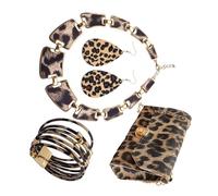 Dcfbkl Ensemble de bijoux tendance avec motif animal pour femme et fille, motif léopard