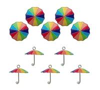 Dcfbkl Lot de 10 pendentifs en forme de parapluie avec perles arc-en-ciel pour la fabrication de bijoux, boucles d'oreilles, colliers, porte-clés, simulation de parapluie coloré