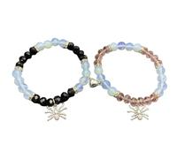 Dcfbkl Lot de 2 bracelets en forme d'araignées - Aimant d'attraction mutuelle - Bracelets élastiques assortis pour couple, femme, homme - Bijoux à main sur le thème des araignées, taille unique, Comme