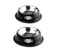 Dcfbkl Lot de 2 gamelles amovibles en acier inoxydable pour nourriture et eau - Parfait pour chaton - Plateau d'alimentation avec côtés pour chats - Grande taille