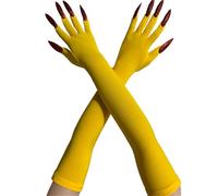 Dcfbkl Lot de 2 gants d'Halloween amusants - Moufles longues - Motif monstres effrayants - Fournitures de cosplay pour améliorer les tenues - Équipement d'Halloween unisexe, Jaune C, taille unique