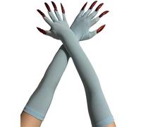 Dcfbkl Lot de 2 gants d'Halloween amusants - Moufles longues - Motif monstres effrayants - Fournitures de cosplay pour améliorer les tenues - Équipement d'Halloween unisexe, Bleu ciel C., taille