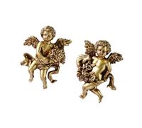 Dcfbkl Lot de 2 sculptures murales angéliques en résine faites à la main en forme de chérubin vintage pour chambre à coucher ou bureau