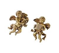 Dcfbkl Lot de 2 sculptures murales angéliques en résine faites à la main en forme de chérubin vintage pour chambre à coucher ou bureau