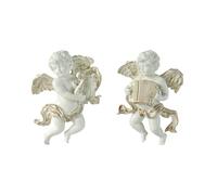 Dcfbkl Lot de 2 sculptures murales angéliques en résine faites à la main en forme de chérubin vintage pour chambre à coucher ou bureau