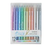 Dcfbkl Marqueurs métalliques à double extrémité pour la fabrication de cartes, le scrapbooking, 6/12/24 couleurs, marqueurs pailletés, fonctionne parfaitement sur le papier peint noir/blanc