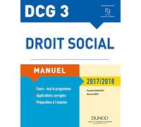 DCG 3 - Droit social 2017/2018 - 11e éd. - Manuel: Manuel (2017-2018)