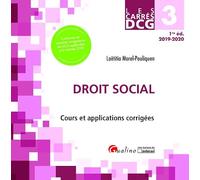 DCG 3 - Droit social: Cours et applications corrigées (2019-2020)