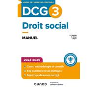 DCG 3 - Droit social - Manuel 2024-2025 - Jean-François Bocquillon - Dunod - broché - Scolaire / Universitaire