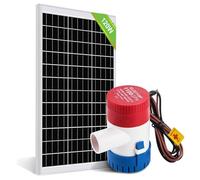 DCHOUSE 1100GPH Pompe de cale électrique 12 V DC Pompe de bateau submersible avec panneau solaire 120 W pour bassins, piscines, bateaux de pêche et camping-cars