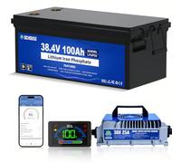 DCHOUSE 36 V 100 Ah Batterie au lithium pour chariot de golf, batterie LiFePo4 avec chargeur 36 V 25 A, application mobile Bluetooth et écran LCD, BMS intelligent intégré de 150 A, courant de pointe