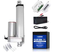 DCHOUSE Actionneur linéaire 1500 N 100 mm - Course max - Actionneur technique linéaire avec batterie 6 Ah et chargeur de batterie - Moteur DC 12 V pour applications électroniques, médicales,