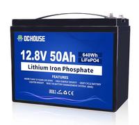 DCHOUSE Batterie au lithium LiFePO4 12 V 50 Ah, BMS intégré, durée de vie de 10 ans, plus de 4000 cycles, parfaite pour bateau, marine, moteur de trolling, camping, énergie solaire/éolienne