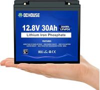 DCHOUSE Batterie Mini LiFePO4 12V 30Ah, groupe BCI U1 avec BMS 30A, coupure basse température, plus de 4000 cycles profonds. Idéale pour les détecteurs de poissons, les moteurs de pêche à la traîne
