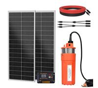 DCHOUSE Kit de pompe de puits solaire, pompe à eau solaire 12V + panneau solaire 2pcs 100W pour puits profond, irrigation hors réseau, réservoir d'eau de remplissage