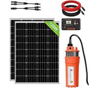 DCHOUSE Kit de pompe de puits solaire, pompe à eau solaire 12V + panneau solaire 2pcs 120W pour puits profond, irrigation hors réseau, réservoir d'eau de remplissage