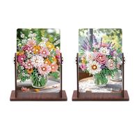 DCIDBEI 2pcs Peinture Diamant Miroir de Poche 18x13cm Peinture par Numéros Miroir de Maquillage Diamond Painting Miroir de Voyage Miroir Cosmétique pour Voyage Table Miroir Portable Fleurs