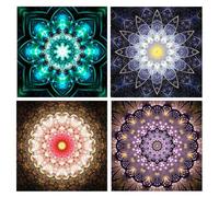 DCIDBEI 30x30CM 4 Lot Diamond Painting 5D Complet Spiritualité|| Mandala en Peinture Diamant Rond Fleurs Adultes || Cristal Art Travaux Manuels Enfants || Décoration Murale Salon Entrée