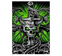 DCIDBEI 30X40CM 5D Peinture Diamant Crâne et épée, DIY Point De Croix Diamant Tête De Mort, Diamond Painting Dragon, Salon Chambre Décoration Autocollant Mural, Artisanat en Mosaïque