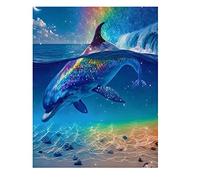 DCIDBEI 3D AI Diamond Painting Dauphin 40 x 50 cm Images à broder Adultes Dauphin Peinture par numéros Dolphin Diamond Painting Dauphin Diamond Painting Adultes Paysages