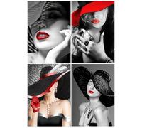 DCIDBEI 4 Pièces 5D Diamant Point de Croix Kits Peinture par Numéros Adulte 30x40 cm