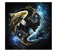 DCIDBEI 40x40CM 5D DIY Broderie de Peinture au Diamant Animaux,Diamond Painting Poissons, Tableau Strass Diamant Rond Anime, Artisanat en Mosaïque Loisirs Créatifs Adultes Deco Mur