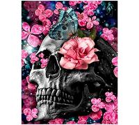 DCIDBEI 40x50CM 5D Diamond Painting Carré Square, DIY Peinture Diamant Kit Skull Crâne Complet Diamant Broderie Image Artisanat Kit Toile Tissu Maison Chambre Salon Décoration Murale