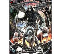 DCIDBEI 40x50CM Crâne Skull en Enfer Diamond Painting Kit, Chien Diamant Peinture Enfant Adultes,Canevas Diamant Tableau Strass Diamant Carré Square,Arts Craft pour la Décoration Murale à la Maison