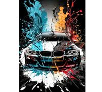 DCIDBEI 40x50CM Diamond Painting 5D Complet Voiture de Sport, Broderie Diamant Art Abstrait, Peinture Diamant Rond, Tableau Strass Diamant, Cadeau Original Décor Mur Salon Chambre à La Maison