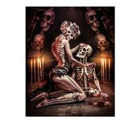DCIDBEI 40x50CM Diamond Painting Couple Crâne, Rond Tableau Strass Diamant Tête de Mort pour Adultes, Canevas Diamant Femme Crâne, Diamond Art Craft pour la Décor Mural à la Maison