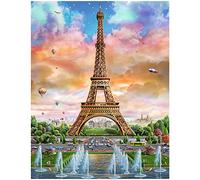 DCIDBEI 40x50CM DIY 5D Diamant-Peinture Carré Paysage, canevas diamant kit complet Tour Eiffel et Ballon à Air Chaud,Résine et Toile Préimprimée Diamond Painting Art Salon Chambre Décoration