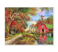 DCIDBEI 50x40CM DIY Diamond Painting Maison de Campagne pour Adultes, Broderie Diamant 5D Complet Paysage Automne, Kit Strass Carré Cristal Art pour Accueil Décor Mur Cadeau Drôle