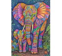 DCIDBEI 5D Diamond Painting Elephant Baby Elephant 40x50cm Peinture par Numéros Elephant Fluorescent Diamond Painting Pop Art éléphant Craft Buddy Crystal Art Kits Broderie Diamant Animaux