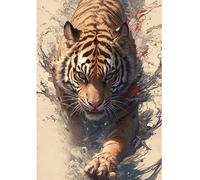 DCIDBEI 5D Diamond Painting Flammes Tigre 40x50cm Kit de Peinture Diamant Tiger Peinture par Numéros Tigre Diamant Painting Animaux Daiments Peinture Animaux Grand Chat Toile Intrépidité et Force