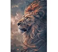 DCIDBEI 5D Diamond Painting Lion 40x50cm Diamond Painting Pictures Zodiac Sign Leo Paint by Numbers Lion Mosaic Sticker Pictures Adults Animals Löwe Courage Force Majesté Sticker Pictures