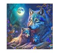 DCIDBEI 5D DIY Diamant Peinture Loup 40x40cm Peinture par Numéros Loup Adulte Point de Croix Débutant Diamant Painting Loups Peinture par Numéros Loups Animaux Diamond Painting Loup Mère