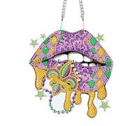 DCIDBEI 5D Partiel Diamond Painting Pendentif, Spécial Broderie Diamant Lèvres Violettes, Peinture Diamant Attrape-Soleils, Diamant Painting Suncatcher, Décoration Suspendre pour Fenêtre Jardin