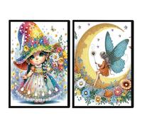 DCIDBEI A5 Carnet de Notes Vierge Diamond Painting Carnets de Notes 2 en 1 Ensemble Ange DIY Diamond Pasted Painting Notebook Kits Elfe Strass Diamant Carnet de Notes Vierge Journal Fée pour